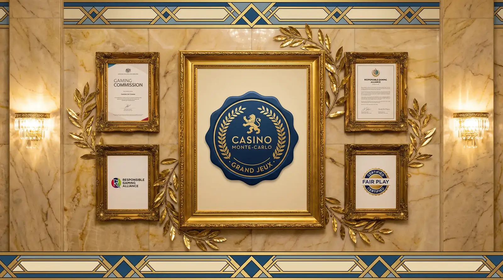 开元棋牌马恩岛博彩监督委员会牌照与国际认证证书墙